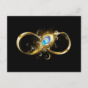Cartes Pour Fêtes Annuelles Infinité avec plume de paon doré