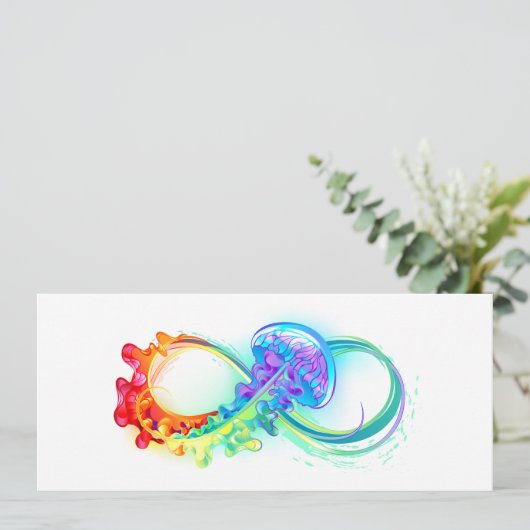 Cartes Pour Fêtes Annuelles Infinity avec Rainbow Jellyfish (Debout devant)