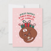CARTES POUR FÊTES ANNUELLES INFIRMIÈRE COMMANDE UNE DOSE QUOTIDIENNE DE CUDDLE (Devant)