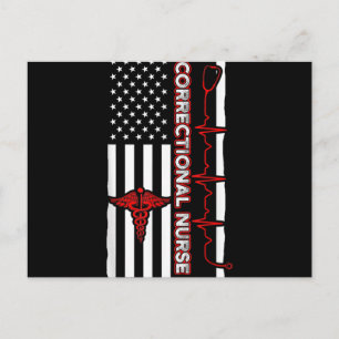 Cartes Pour Fêtes Annuelles Infirmière correctionnelle USA Drapeau Infirmière 