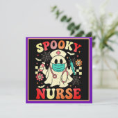 Cartes Pour Fêtes Annuelles Infirmière fantôme mignonne graphique rétro Hallow (Debout devant)