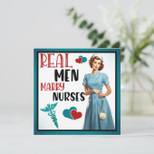 Cartes Pour Fêtes Annuelles Infirmière Rétro Pin-Up_ Les Hommes Véritables Épo (Debout devant)