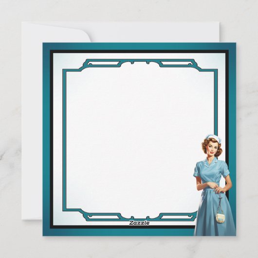 Cartes Pour Fêtes Annuelles Infirmière Rétro Pin-Up_ Les Hommes Véritables Épo (Dos)