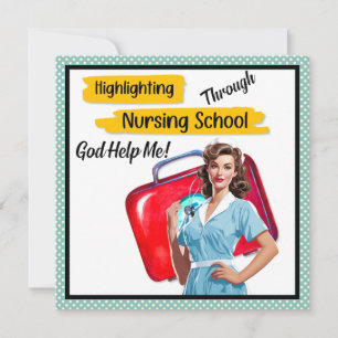 Cartes Pour Fêtes Annuelles Infirmière Rétro Pin-Up_ Notes de soins infirmiers