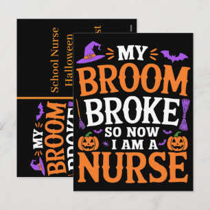 Cartes Pour Fêtes Annuelles Infirmière Scolaire Halloween Drôle Fantôme Vintag