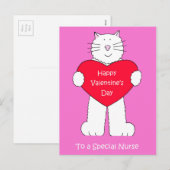Cartes Pour Fêtes Annuelles Infirmière Valentine's Day Chat (Devant / Derrière)