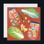 Cartes Pour Fêtes Annuelles Ingrédients de Kimchi Fermentation Épicée Aquarell<br><div class="desc">Découvrez cet art de fermentation frais et amusant super cool. Les ingrédients du kimchi volent autour sur cette carte mignonne. Ajoutez votre propre texte personnalisé au verso Peint à la main à l'aquarelle par moi pour vous ! Et assurez-vous de vérifier ma boutique pour plus de produits et de conceptions...</div>