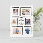 Cartes Pour Fêtes Annuelles Inky Frames BW Bow Merry Christmas Collage Photo (Debout devant)