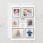 Cartes Pour Fêtes Annuelles Inky Frames BW Bow Merry Christmas Collage Photo (Devant)