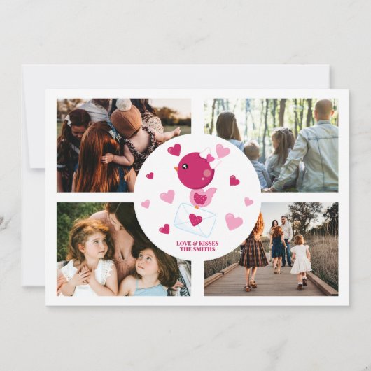 Cartes Pour Fêtes Annuelles Inséparable personnalisé 4 Photo Collage Saint Val (Devant)