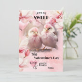 Cartes Pour Fêtes Annuelles Inséparables roses doux chocolat Saint Valentin (Debout devant)