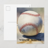 Cartes Pour Fêtes Annuelles Inspiration Baseball Ajouter Votre Nom (Devant / Derrière)