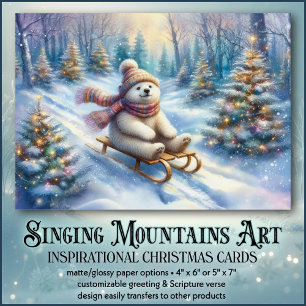 Cartes Pour Fêtes Annuelles Inspiration Polaire Bear Sled Christian Noël