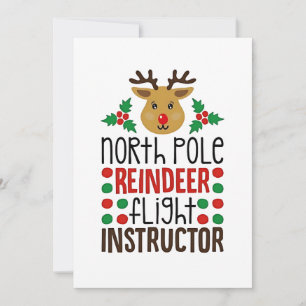 Cartes Pour Fêtes Annuelles Instructeur de vol de rennes du pôle Nord Noël