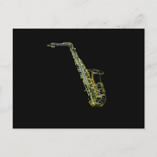 Cartes Pour Fêtes Annuelles Instrument de musique saxophone Saxophoniste Graph (Devant)