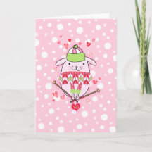 Intty Bitty Knitting Dog Card 5 x 7