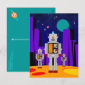 Cartes Pour Fêtes Annuelles Invasion Alien - Robots (Devant / Derrière)