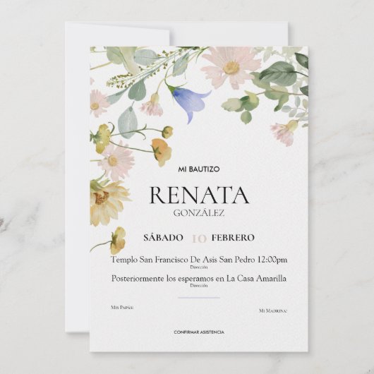 Cartes Pour Fêtes Annuelles Invitación Bautizo (Devant)