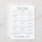 Cartes Pour Fêtes Annuelles Iridescente Coquette 2026 Calendrier Joyeux Noël (Dos)