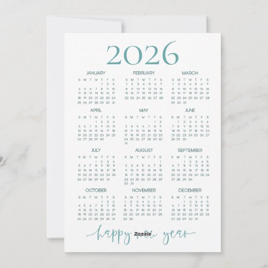 Cartes Pour Fêtes Annuelles Iridescente Coquette 2026 Calendrier Joyeux Noël (Dos)