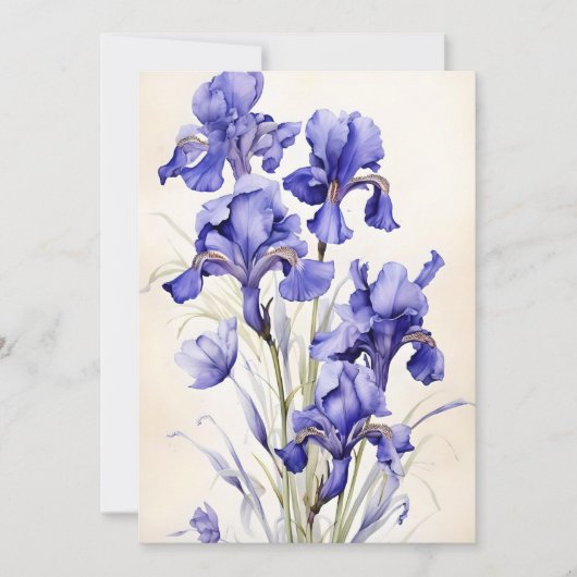 Cartes Pour Fêtes Annuelles Iris Violet En Aquarelles (Devant)