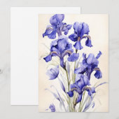 Cartes Pour Fêtes Annuelles Iris Violet En Aquarelles (Devant / Derrière)