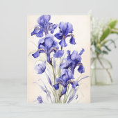 Cartes Pour Fêtes Annuelles Iris Violet En Aquarelles (Debout devant)