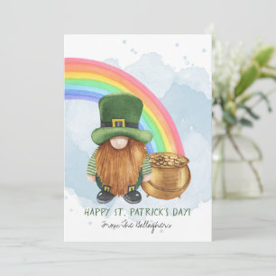 Cartes Pour Fêtes Annuelles Irish Gnome Pot of Gold Custom St Patrick's Day