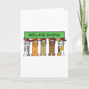 Cartes Pour Fêtes Annuelles Irish Happy Christmas Cartoon Cats