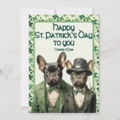 Cartes Pour Fêtes Annuelles Irish Paws : Frenchie Duo St. Patrick (Devant)