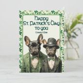 Cartes Pour Fêtes Annuelles Irish Paws : Frenchie Duo St. Patrick (Debout devant)