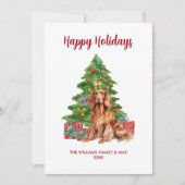 Cartes Pour Fêtes Annuelles Irish Setter Chig Famille Noël (Devant)