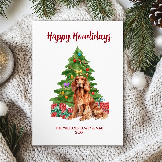 Cartes Pour Fêtes Annuelles Irish Setter Chig Famille Noël