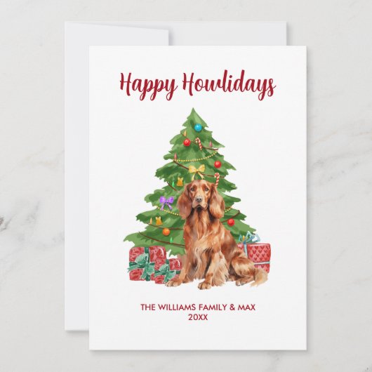 Cartes Pour Fêtes Annuelles Irish Setter Chig Famille Noël (Devant)