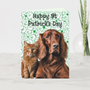 Cartes Pour Fêtes Annuelles Irish Setter Dog et Irish Cat St Patrick