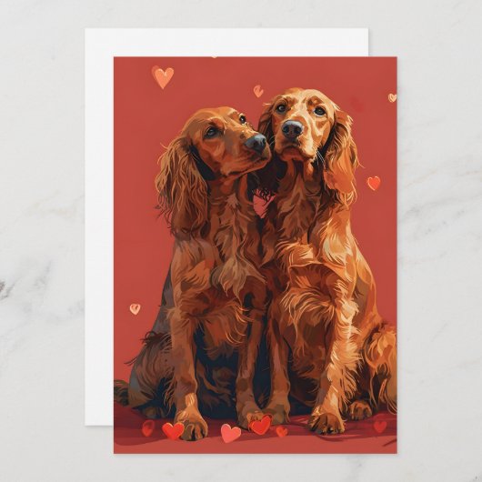 Cartes Pour Fêtes Annuelles Irish Setter Valentine's Day (Devant / Derrière)