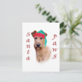 Cartes Pour Fêtes Annuelles Irish Terrier Père Noël Paws (Debout devant)