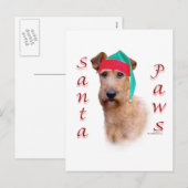 Cartes Pour Fêtes Annuelles Irish Terrier Père Noël Paws (Devant / Derrière)