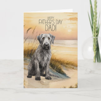 Cartes Pour Fêtes Annuelles Irish Wolfhound Dog Sunset Beach Father's Day