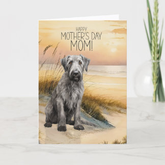 Cartes Pour Fêtes Annuelles Irish Wolfhound Dog Sunset Beach Mother's Day