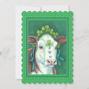 CARTES POUR FÊTES ANNUELLES IRLANDAIS BRED ST. PATRICK'S DAY HEIFER, VACHE SHA