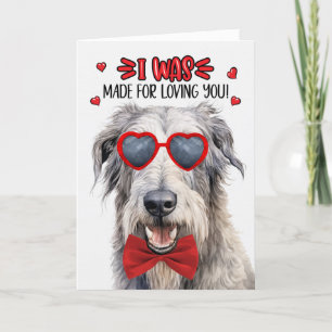 Cartes Pour Fêtes Annuelles Irlandais Wolfhound Dog fait pour vous aimer Valen