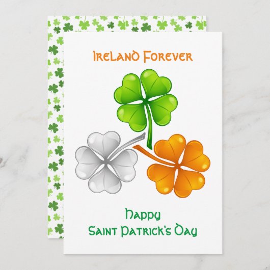 Cartes Pour Fêtes Annuelles Irlande Un Shamrock toujours chanceux (Devant / Derrière)