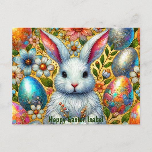 CARTES POUR FÊTES ANNUELLES ISABEL ~ HAPPY EASTER BUNNY GREETING ~ (Devant)