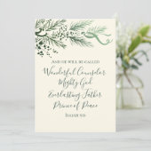 Cartes Pour Fêtes Annuelles Isaiah 9:6 Scripture Pine & Bow Photo Christmas (Debout devant)