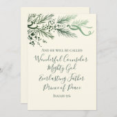 Cartes Pour Fêtes Annuelles Isaiah 9:6 Scripture Pine & Bow Photo Christmas (Devant / Derrière)