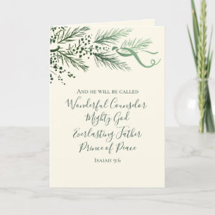 Cartes Pour Fêtes Annuelles Isaïe 9:6 Écriture Pin et Nœud Photo Noël
