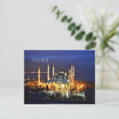 Cartes Pour Fêtes Annuelles Istanbul Mosquée Bleue Nuit Décor Premium Voyage (Debout devant)