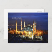 Cartes Pour Fêtes Annuelles Istanbul Mosquée Bleue Nuit Décor Premium Voyage (Devant / Derrière)