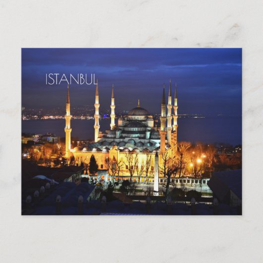 Cartes Pour Fêtes Annuelles Istanbul Mosquée Bleue Nuit Décor Premium Voyage (Devant)
